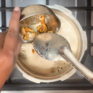 Adding golden roasted cashews back to creamy pudding