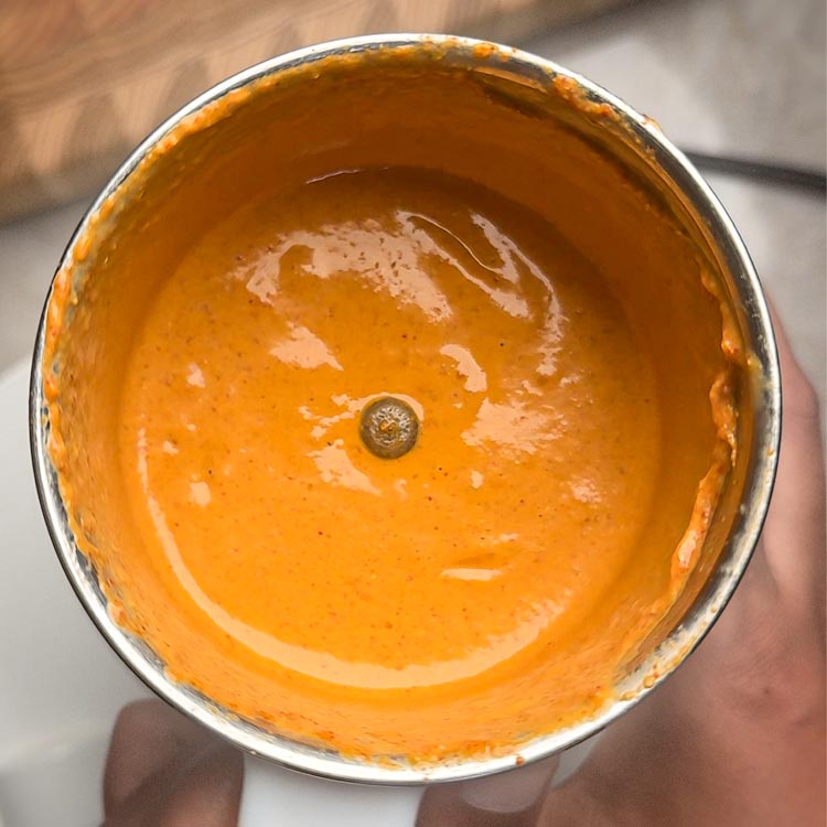 "Smooth masala paste for horse gram curry in mixer grinder