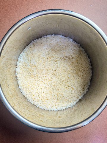 Perfectly cooked instant pot white rice ready to serve