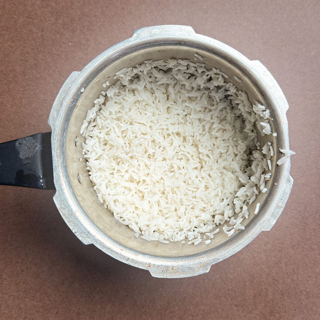 White Rice - Pressure Cooker Method - Thali Method
